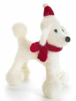 Christmas hanger Poodle with Hat & Scarf