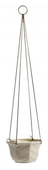 POT for hanging, beige w. leather string nordal