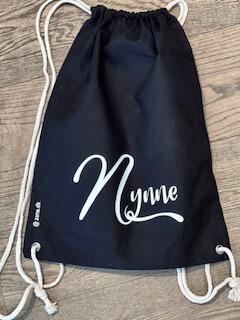 mulepose rygsæk med navn gymnastikpose