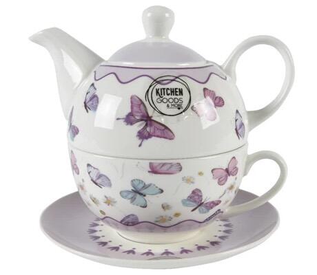Te sæt tekande med kop/underskål sommerfugle
Tea for one porcelain decal