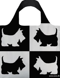 Shopper Taske Scottie Black & White indkøbsnet skotsk terrier loqi bag