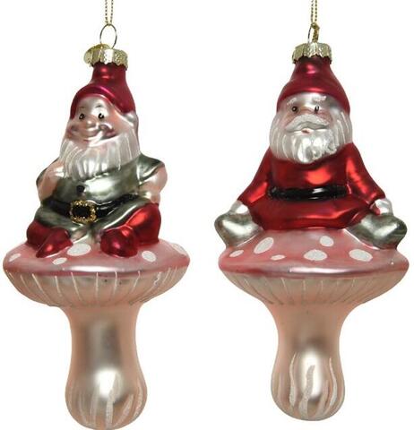 Christmas hanger Santa - dwarf on mushroom