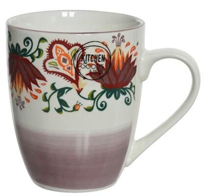 Mug porcelain round decal flower