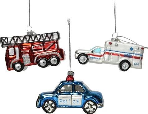 Christmas hanger Police, Firetruck or ambulance