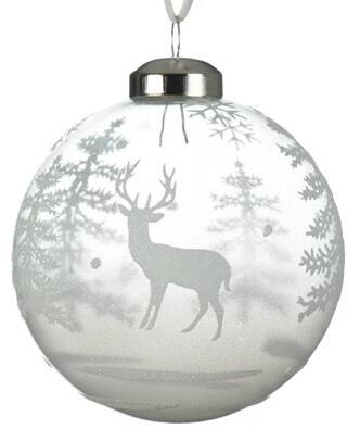 Bauble glass fading trees, reindeer, wooden bead elge julekugle