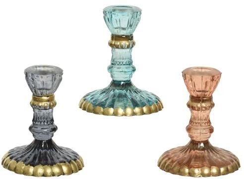 Candleholder glass gold painting