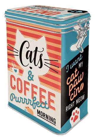 Kattedåse Cats & Coffee Nostalgic Art Cats & Coffee Clip Top Box