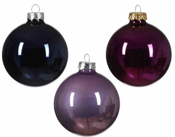 Julekugle med personligt navn mørkeblå , lye lilla og violet