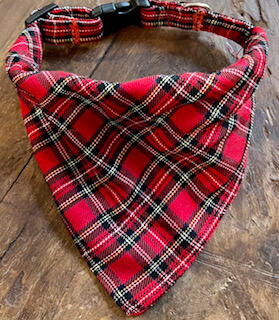 Dog collar bandana red hundehalsbånd med aftagelig bandana  rød tern tartan