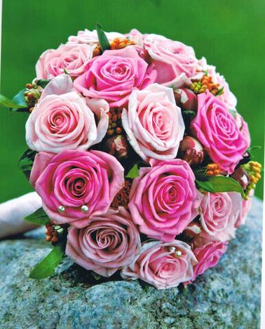 Brudebuket Rosa, Pink, Orange med perler