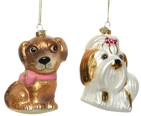 Julekugle Hunde brun eller hvid yorkshire