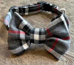 Dog collar with bow tartan