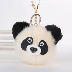 Panda Head Fur Ball Key Chain Keyring Fashion Pendant Handbag