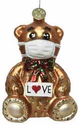 Christmas hanger Bear glass with mask and card with text: l❤ve