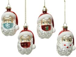 Christmas hanger Santa glass ornament with mask