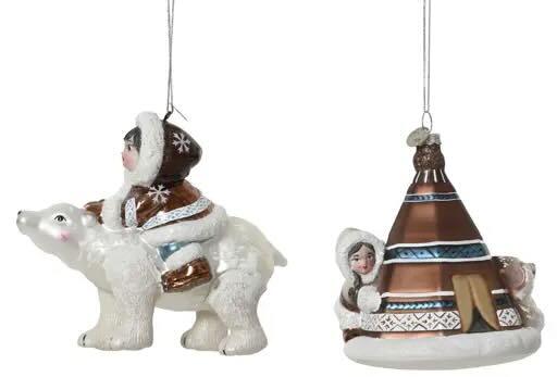 Julekugle Inuit med isbjørn eller Tipi