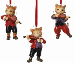 Julepynt kat med violin