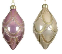 Julekugle Olive glass enamel creme lilla