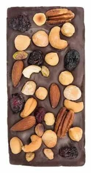 chokolade med luksuriøse nødder og tranebær