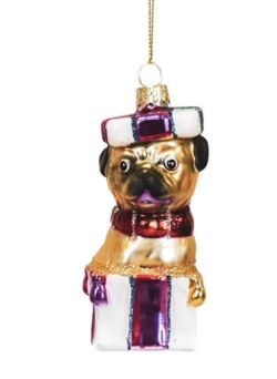 Julekugle Mops/Bulldog Present Dog