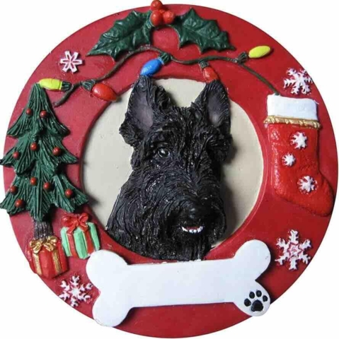 Scottie  Christmas Ornament Julekugle Scottie i krans skotsk terrier