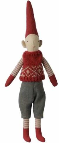 Pixy, Str. 1 - Dreng - Rød knitted vest maileg nisse