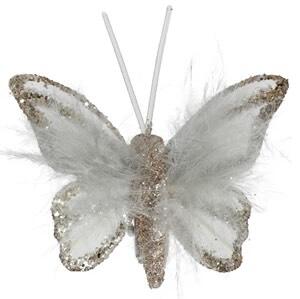 Sommerfugl med clips hvid guld hårpynt