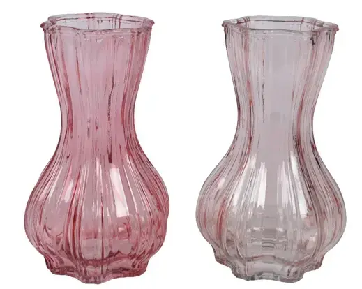 Vase glass hexagon soft pink lyserød
