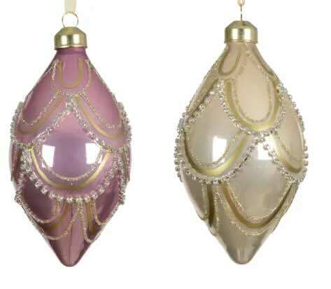 Julekugle Olive glass enamel creme lilla