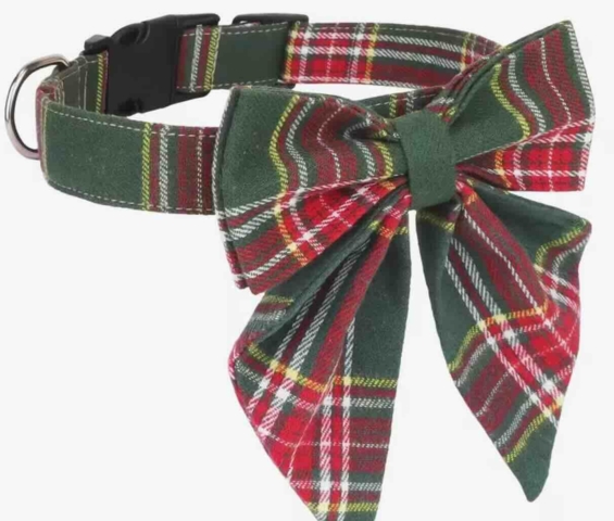 hundehalsbånd med butterfly tartan grøn