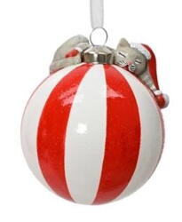 Julekugle Kat shiny stripes