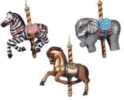 Julekugle karrusel dyr Elefant, Zebra eller hest