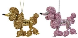 Julekugle Puddelhunde guld eller pink