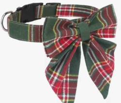 Hundehalsbånd med aftagelig butterfly Tartan