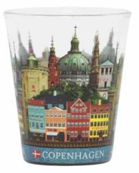 Shotglas med Nyhavn med tårne.